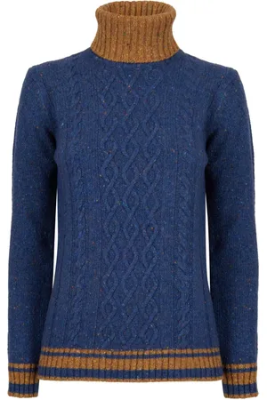 Gallo Femme, Pulls, Bleu, Taille: 38 FR Pull col roulé bleu Aran femme