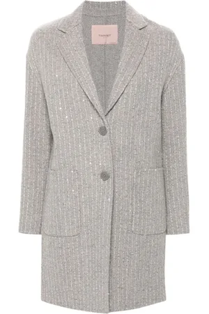 Twin-Set Femme, Manteaux, Gris, Taille: 40 FR Manteau en laine à sequins
