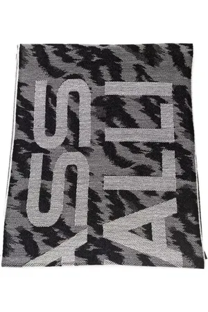 Roberto Cavalli Homme, Accessoires, Gris, Taille: ONE Size Fantasy Wool-Blend Écharpe