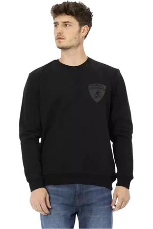 AUTOMOBILI LAMBORGHINI Homme, Sweatshirts et sweats à capuche, Noir, Taille: L Elegant Shield Logo Crewneck SweaT-shirt