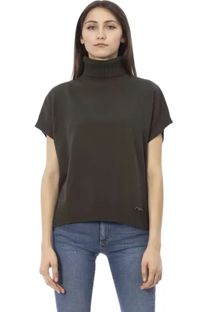 BALDININI Femme, Pulls, Vert, Taille: 38 FR Élégant Pull à Col Roulé avec Monogramme Vert