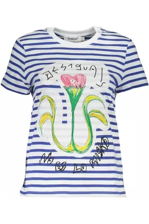 Desigual Femme, Tops, Multicolore, Taille: 40 FR Tee Bleu Chic avec Détails Contrastants