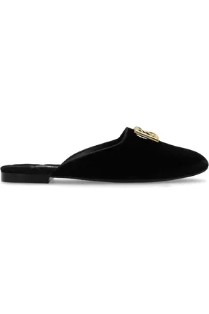 Dolce & Gabbana Femme, Chaussures, Noir, Taille: 40 EU Velvet slides