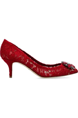 Dolce & Gabbana Femme, Chaussures, Rouge, Taille: 37 1/2 EU Escarpins à talons hauts en dentelle