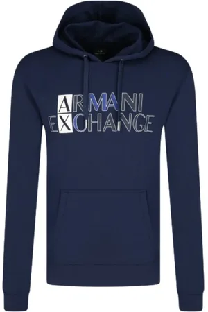 Armani Exchange Homme, Sweatshirts et sweats à capuche, Bleu, Taille: S Sweat à Capuche Bleu en Coton
