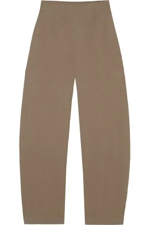 Cortana Femme, Pantalons, Brun, Taille: 44 FR Pantalon en Lin Taille Haute avec Jambe Courbée