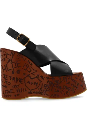 Chloé Femme, Chaussures, Noir, Taille: 38 EU Sandales compensées Maxime