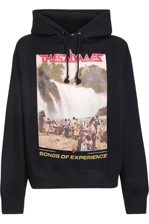 THE SALVAGES Homme, Sweatshirts et sweats à capuche, Noir, Taille: M Sweat à Capuche en Coton Noir avec Imprimé Graphique