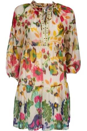 ANJUNA Femme, Robes, Multicolore, Taille: 38 FR Robe Colorée à Manches Longues Asymétrique