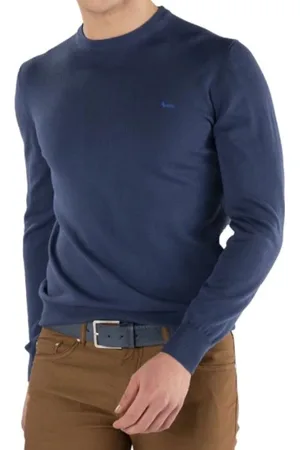 HARMONT&BLAINE Homme, Sweatshirts et sweats à capuche, Bleu, Taille: S Pull Bleu avec Broderie Bassotto