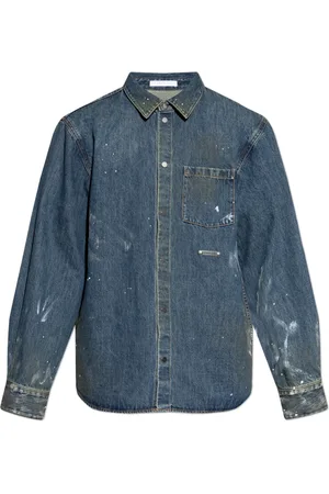 Helmut Lang Homme, Chemises, Bleu, Taille: 2XS Chemise en denim à effet vintage