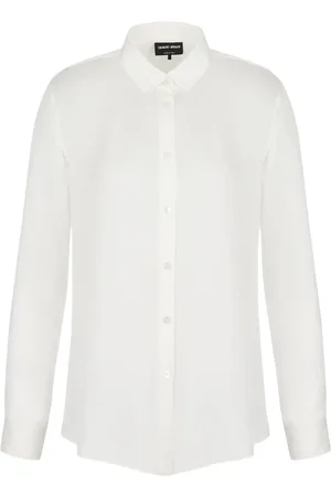 Giorgio Armani Femme, Blouses et Chemises, Blanc, Taille: 36 FR Soie Col Classique Chemise Bouton