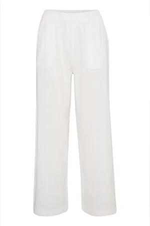 Kaffe Femme, Pantalons, Blanc, Taille: 36 FR Pantalon Large Taille Haute