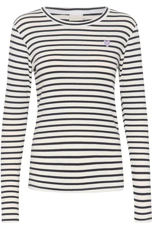 Kaffe Femme, Tops, Multicolore, Taille: 38 FR T-shirt à rayures à manches longues Midnight Marine