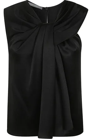 Alberta Ferretti Femme, Blouses et Chemises, Noir, Taille: 36 FR Haut en Satin Noir