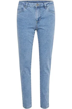 Kaffe Femme, Jeans, Bleu, Taille: 48 FR Jean Slim Fit en Denim Bleu Clair Lavé