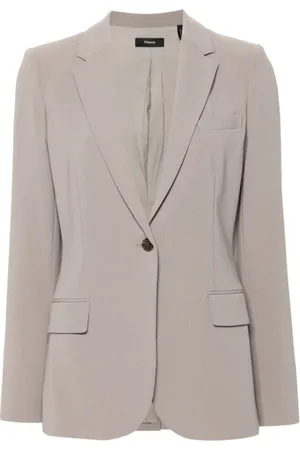 THEORY Femme, Vestes, Gris, Taille: 36 FR Veste Grise avec Détails en Crêpe