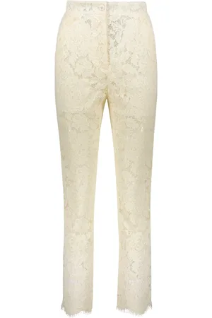 Dolce & Gabbana Femme, Pantalons, , Taille: 36 FR Pantalon en dentelle avec poches latérales et soie