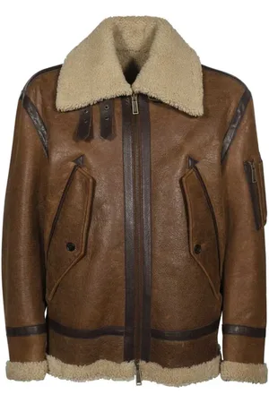 Dsquared2 Homme, Vestes, Brun, Taille: M Veste en peau de mouton avec col pointu