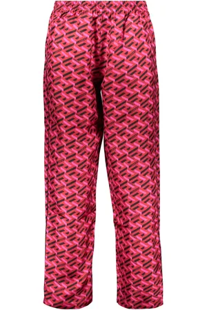 VERSACE Femme, Pantalons, Rose, Taille: 40 FR Pantalon de pyjama en soie imprimée