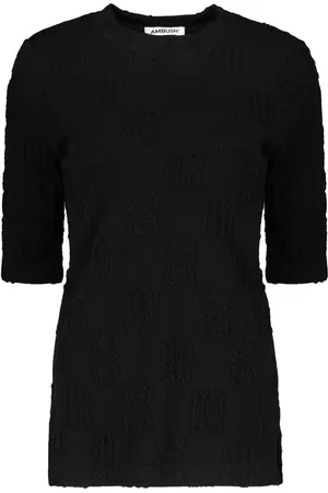 AMBUSH Femme, Tops, Noir, Taille: 40 FR Logo T-shirt en mélange de laine