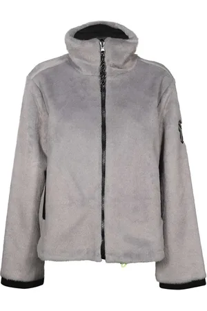 John Richmond Femme, Vestes, Gris, Taille: 36 FR Veste en fausse fourrure avec col montant