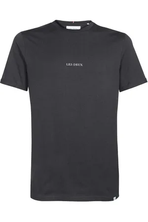 Les Deux Homme, Tops, Gris, Taille: 2XL T-Shirt en Coton avec Logo Contrastant