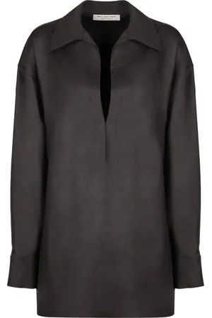 Serafini Femme, Blouses et Chemises, Gris, Taille: 40 FR Chemisier en mélange de laine à col en V