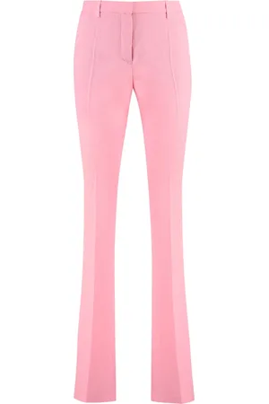 VERSACE Femme, Pantalons, Rose, Taille: 38 FR Pantalon en laine à ourlet évasé
