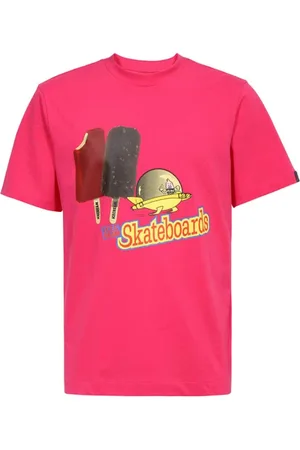 ICECREAM Homme, Tops, Rose, Taille: XL T-shirt en coton avec impression frontale