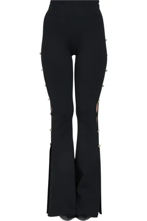 VERSACE Femme, Pantalons, Noir, Taille: 42 FR Pantalon noir décontracté à pattes d