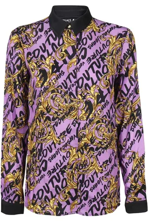 VERSACE Femme, Blouses et Chemises, Violet, Taille: 40 FR Chemise en Viscose avec Imprimé Logo
