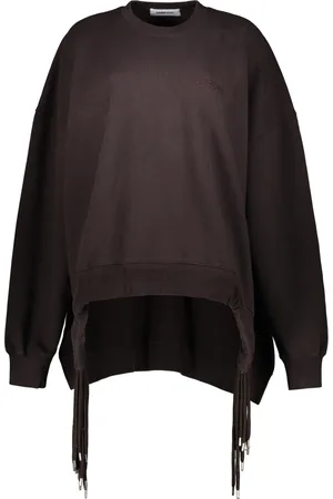 AMBUSH Femme, Sweatshirts et sweats à capuche, Brun, Taille: 36 FR SweaT-shirt en Coton à Col Côtelé et Ourlet Asymétrique