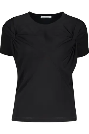 AMBUSH Femme, Tops, Noir, Taille: 42 FR T-shirt en viscose à devant froncé