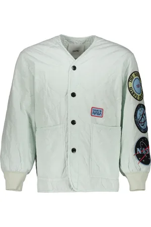OAMC Homme, Vestes, Vert, Taille: S Veste en Coton Matelassé avec Patches Brodés