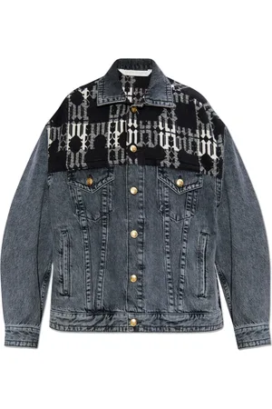 Palm Angels Femme, Vestes, Gris, Taille: 38 FR Veste en jean avec logo