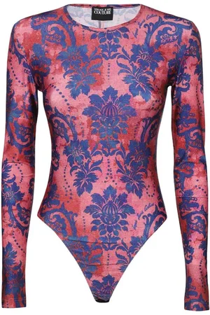 VERSACE Femme, Tops, Rose, Taille: 40 FR Body à manches longues imprimé