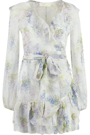 Alessia Zamattio Femme, Robes, Multicolore, Taille: 38 FR Robe en soie à imprimé floral