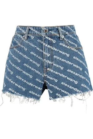 Alexander Wang Femme, Shorts, Bleu, Taille: W24 Logo Print Denim Shorts