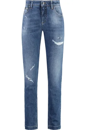 Dolce & Gabbana Femme, Jeans, Bleu, Taille: 40 FR Jean en coton stretch avec détails déchirés