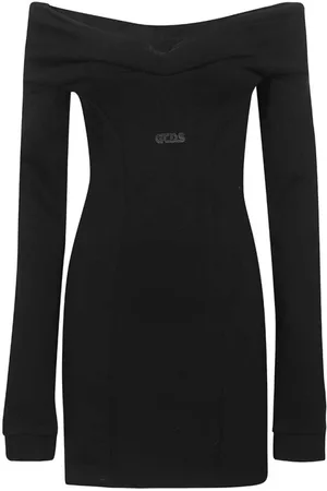 GCDS Femme, Robes, Noir, Taille: 36 FR Mini-Robe en Coton Sans Bretelles