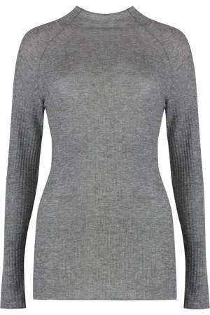 Wolford Femme, Tops, Gris, Taille: 36 FR Pull en laine côtelée à col roulé