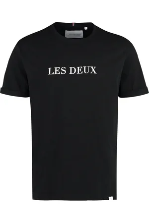 Les Deux Homme, Tops, Noir, Taille: S T-shirt en coton avec logo