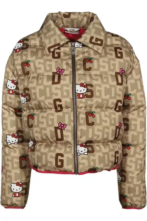 GCDS Femme, Vestes, Brun, Taille: 36 FR Doudoune avec motif Monogramme