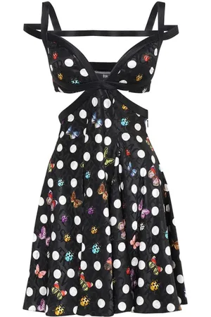 VERSACE Femme, Robes, Multicolore, Taille: 38 FR Robe Imprimée avec Détails Découpés