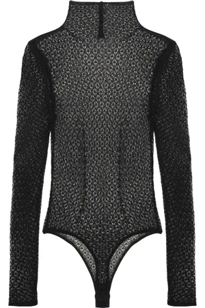 Khaite Femme, Tops, Noir, Taille: 38 FR Body en dentelle avec col montant