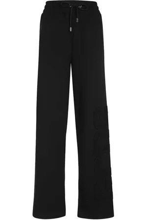GCDS Femme, Pantalons, Noir, Taille: 36 FR Pantalon de survêtement en coton avec patch logo