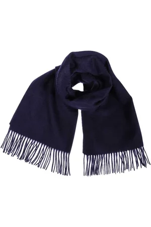 Les Deux Homme, Accessoires, Bleu, Taille: ONE Size Écharpe en laine à bords effilochés