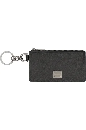 Dolce & Gabbana Homme, Accessoires, Noir, Taille: ONE Size Porte-cartes en cuir imprimé Dauphine