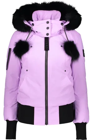 Moose Knuckles Femme, Vestes, Violet, Taille: 36 FR Bomber matelassé avec capuche en fourrure